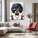 Painting by Numbers Art Dog with Black Wig and Necklace
